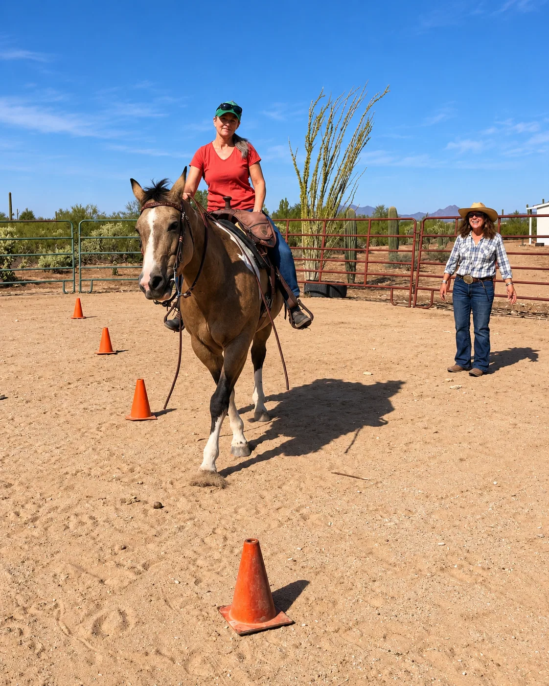 Horse moving in an open riding area